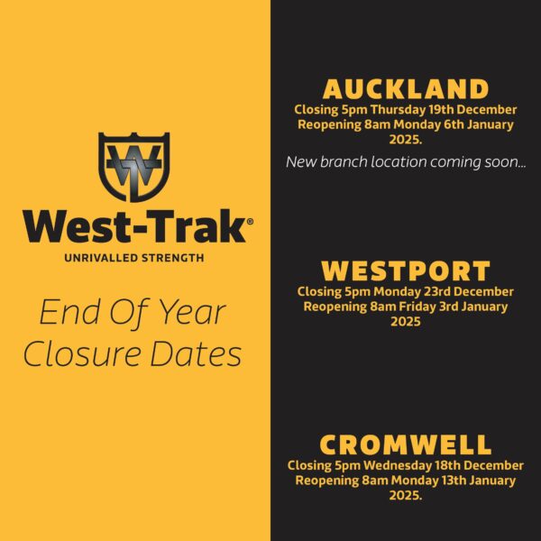 Graphic showing West-Trak's End Of Year Hours